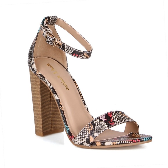 2Annie-01 Chunky Heel Women's Two Piece Sandals - Picture 1 of 3